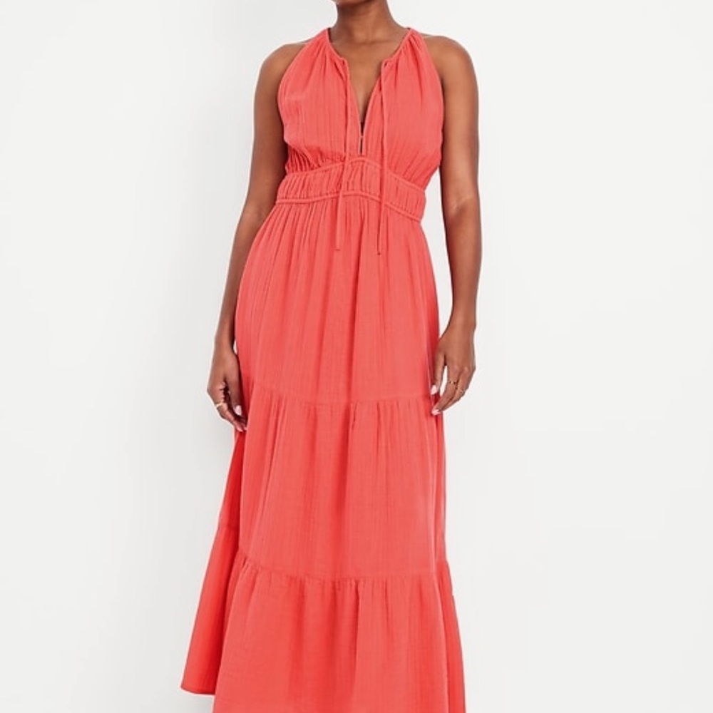 Old Navy TALL Fit & Flare Crinkle Gauze Maxi dress